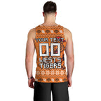 Personalized Wests Tigers Christmas Men Tank Top Australian Rugby Fans - Pixelated Ugly Xmas Pattern Mascot Santa