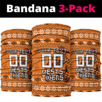Personalized Wests Tigers Christmas Neck Gaiter Australian Rugby Fans - Pixelated Ugly Xmas Pattern Mascot Santa