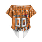 Personalized Wests Tigers Christmas Off Shoulder Wrap Waist Top Australian Rugby Fans - Pixelated Ugly Xmas Pattern Mascot Santa