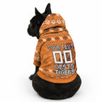 Personalized Wests Tigers Christmas Pet Hoodie Australian Rugby Fans - Pixelated Ugly Xmas Pattern Mascot Santa