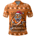 Personalized Wests Tigers Christmas Polo Shirt Australian Rugby Fans - Pixelated Ugly Xmas Pattern Mascot Santa