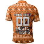 Personalized Wests Tigers Christmas Polo Shirt Australian Rugby Fans - Pixelated Ugly Xmas Pattern Mascot Santa