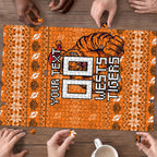 Personalized Wests Tigers Christmas Puzzle Australian Rugby Fans - Pixelated Ugly Xmas Pattern Mascot Santa