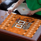Personalized Wests Tigers Christmas Puzzle Australian Rugby Fans - Pixelated Ugly Xmas Pattern Mascot Santa