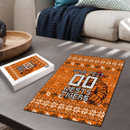 Personalized Wests Tigers Christmas Puzzle Australian Rugby Fans - Pixelated Ugly Xmas Pattern Mascot Santa