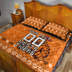 Personalized Wests Tigers Christmas Quilt Bed Set Australian Rugby Fans - Pixelated Ugly Xmas Pattern Mascot Santa