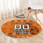 Personalized Wests Tigers Christmas Round Carpet Australian Rugby Fans - Pixelated Ugly Xmas Pattern Mascot Santa