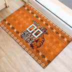 Personalized Wests Tigers Christmas Rubber Doormat Australian Rugby Fans - Pixelated Ugly Xmas Pattern Mascot Santa