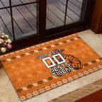 Personalized Wests Tigers Christmas Rubber Doormat Australian Rugby Fans - Pixelated Ugly Xmas Pattern Mascot Santa
