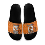Personalized Wests Tigers Christmas Slide Sandals Australian Rugby Fans - Pixelated Ugly Xmas Pattern Mascot Santa