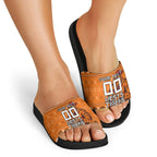 Personalized Wests Tigers Christmas Slide Sandals Australian Rugby Fans - Pixelated Ugly Xmas Pattern Mascot Santa