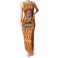 Personalized Wests Tigers Christmas Tank Maxi Dress Australian Rugby Fans - Pixelated Ugly Xmas Pattern Mascot Santa