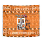 Personalized Wests Tigers Christmas Tapestry Australian Rugby Fans - Pixelated Ugly Xmas Pattern Mascot Santa