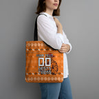 Personalized Wests Tigers Christmas Tote Bag Australian Rugby Fans - Pixelated Ugly Xmas Pattern Mascot Santa