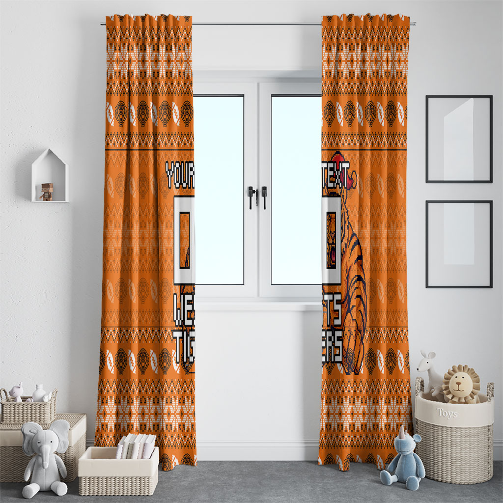 Personalized Wests Tigers Christmas Window Curtain Australian Rugby Fans - Pixelated Ugly Xmas Pattern Mascot Santa