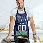 Personalized New Zealand Warriors Christmas Apron Maori Rugby Fans - Pixelated Ugly Xmas Pattern Mascot Santa