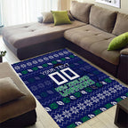 Personalized New Zealand Warriors Christmas Area Rug Maori Rugby Fans - Pixelated Ugly Xmas Pattern Mascot Santa