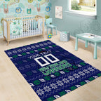 Personalized New Zealand Warriors Christmas Area Rug Maori Rugby Fans - Pixelated Ugly Xmas Pattern Mascot Santa