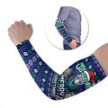 Personalized New Zealand Warriors Christmas Arm Sleeves Maori Rugby Fans - Pixelated Ugly Xmas Pattern Mascot Santa