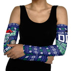 Personalized New Zealand Warriors Christmas Arm Sleeves Maori Rugby Fans - Pixelated Ugly Xmas Pattern Mascot Santa