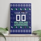 Personalized New Zealand Warriors Christmas Canvas Wall Art Maori Rugby Fans - Pixelated Ugly Xmas Pattern Mascot Santa