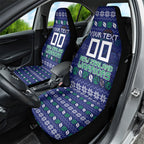 Personalized New Zealand Warriors Christmas Car Seat Cover Maori Rugby Fans - Pixelated Ugly Xmas Pattern Mascot Santa