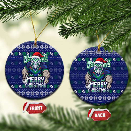 New Zealand Warriors Christmas Ceramic Ornament Maori Rugby Fans - Pixelated Ugly Xmas Pattern Mascot Santa