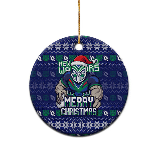New Zealand Warriors Christmas Ceramic Ornament Maori Rugby Fans - Pixelated Ugly Xmas Pattern Mascot Santa