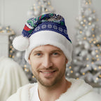 New Zealand Warriors Christmas Santa Hat Maori Rugby Fans - Pixelated Ugly Xmas Pattern Mascot Santa