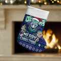 New Zealand Warriors Christmas Stocking Maori Rugby Fans - Pixelated Ugly Xmas Pattern Mascot Santa