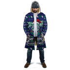 Personalized New Zealand Warriors Christmas Cloak Maori Rugby Fans - Pixelated Ugly Xmas Pattern Mascot Santa