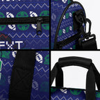 Personalized New Zealand Warriors Christmas Duffle Bag Maori Rugby Fans - Pixelated Ugly Xmas Pattern Mascot Santa