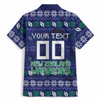 Personalized New Zealand Warriors Christmas Hawaiian Shirt Maori Rugby Fans - Pixelated Ugly Xmas Pattern Mascot Santa