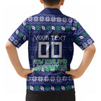 Personalized New Zealand Warriors Christmas Hawaiian Shirt Maori Rugby Fans - Pixelated Ugly Xmas Pattern Mascot Santa