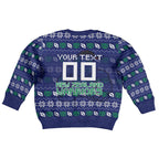 Personalized New Zealand Warriors Christmas Kid Ugly Christmas Sweater Maori Rugby Fans - Pixelated Ugly Xmas Pattern Mascot Santa