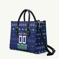 Personalized New Zealand Warriors Christmas Leather Bag Maori Rugby Fans - Pixelated Ugly Xmas Pattern Mascot Santa