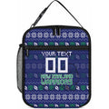 Personalized New Zealand Warriors Christmas Lunch Bag Maori Rugby Fans - Pixelated Ugly Xmas Pattern Mascot Santa