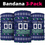 Personalized New Zealand Warriors Christmas Neck Gaiter Maori Rugby Fans - Pixelated Ugly Xmas Pattern Mascot Santa