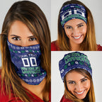 Personalized New Zealand Warriors Christmas Neck Gaiter Maori Rugby Fans - Pixelated Ugly Xmas Pattern Mascot Santa