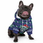 Personalized New Zealand Warriors Christmas Pet Hoodie Maori Rugby Fans - Pixelated Ugly Xmas Pattern Mascot Santa