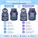 Personalized New Zealand Warriors Christmas Pet Hoodie Maori Rugby Fans - Pixelated Ugly Xmas Pattern Mascot Santa