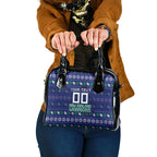 Personalized New Zealand Warriors Christmas Shoulder Handbag Maori Rugby Fans - Pixelated Ugly Xmas Pattern Mascot Santa