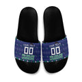 Personalized New Zealand Warriors Christmas Slide Sandals Maori Rugby Fans - Pixelated Ugly Xmas Pattern Mascot Santa
