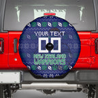Personalized New Zealand Warriors Christmas Spare Tire Cover Maori Rugby Fans - Pixelated Ugly Xmas Pattern Mascot Santa