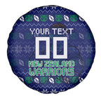 Personalized New Zealand Warriors Christmas Spare Tire Cover Maori Rugby Fans - Pixelated Ugly Xmas Pattern Mascot Santa