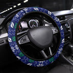 New Zealand Warriors Christmas Steering Wheel Cover Maori Rugby Fans - Pixelated Ugly Xmas Pattern Mascot Santa