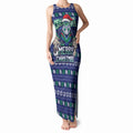 Personalized New Zealand Warriors Christmas Tank Maxi Dress Maori Rugby Fans - Pixelated Ugly Xmas Pattern Mascot Santa