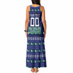 Personalized New Zealand Warriors Christmas Tank Maxi Dress Maori Rugby Fans - Pixelated Ugly Xmas Pattern Mascot Santa