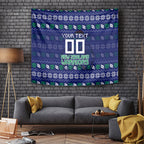 Personalized New Zealand Warriors Christmas Tapestry Maori Rugby Fans - Pixelated Ugly Xmas Pattern Mascot Santa