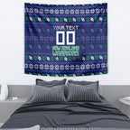 Personalized New Zealand Warriors Christmas Tapestry Maori Rugby Fans - Pixelated Ugly Xmas Pattern Mascot Santa